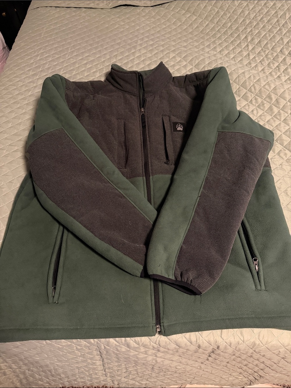 Men's Forest Green & Charcoal Lightweight Fleece Jacket